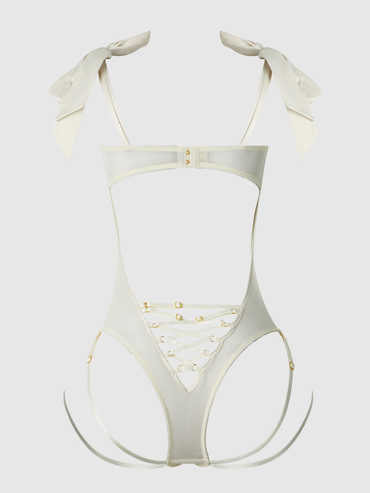 House of Desire Rosalie Embroidered Lace Teddy Pearl Ivory