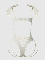 Rosalie Embroidered Lace Teddy Pearl Ivory
