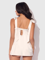 Rosalie Satin & Embroidered Lace Babydoll Set Pearl Ivory