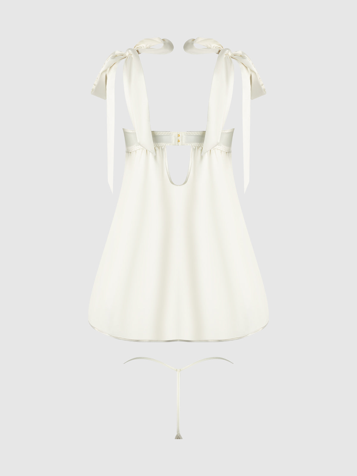 House of Desire Bridal Rosalie Satin & Embroidered Lace Babydoll Set Pearl Ivory