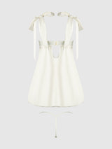 Rosalie Satin & Embroidered Lace Babydoll Set Pearl Ivory