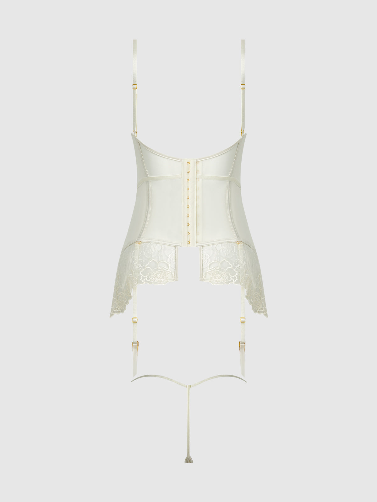 House of Desire Bridal Rosalie Satin & Embroidered Lace Chemise Set Pearl Ivory