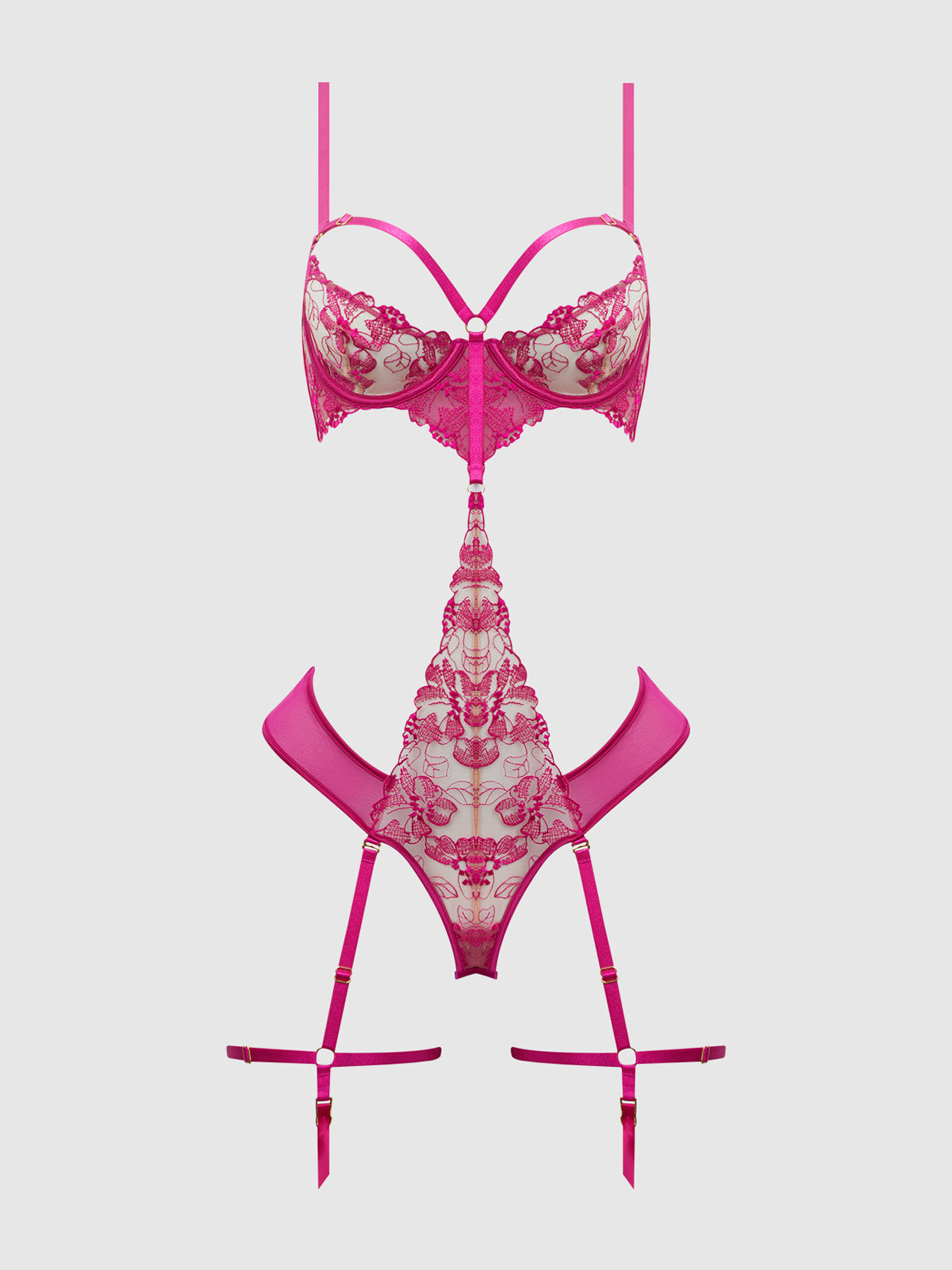 House of Desire Nova Blacklight Glow Lace Teddy Pink Dragon