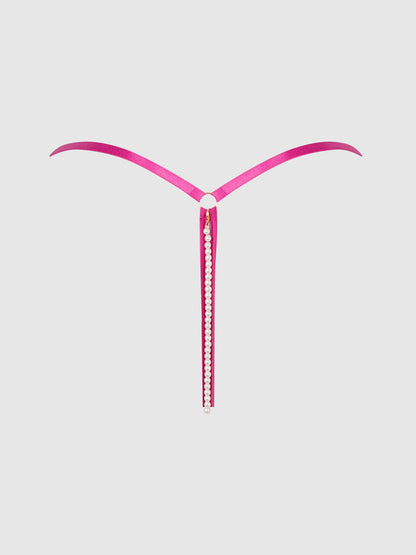 House of Desire Nova Blacklight Glow Lace Crotchless Pearl G-String Pink Dragon