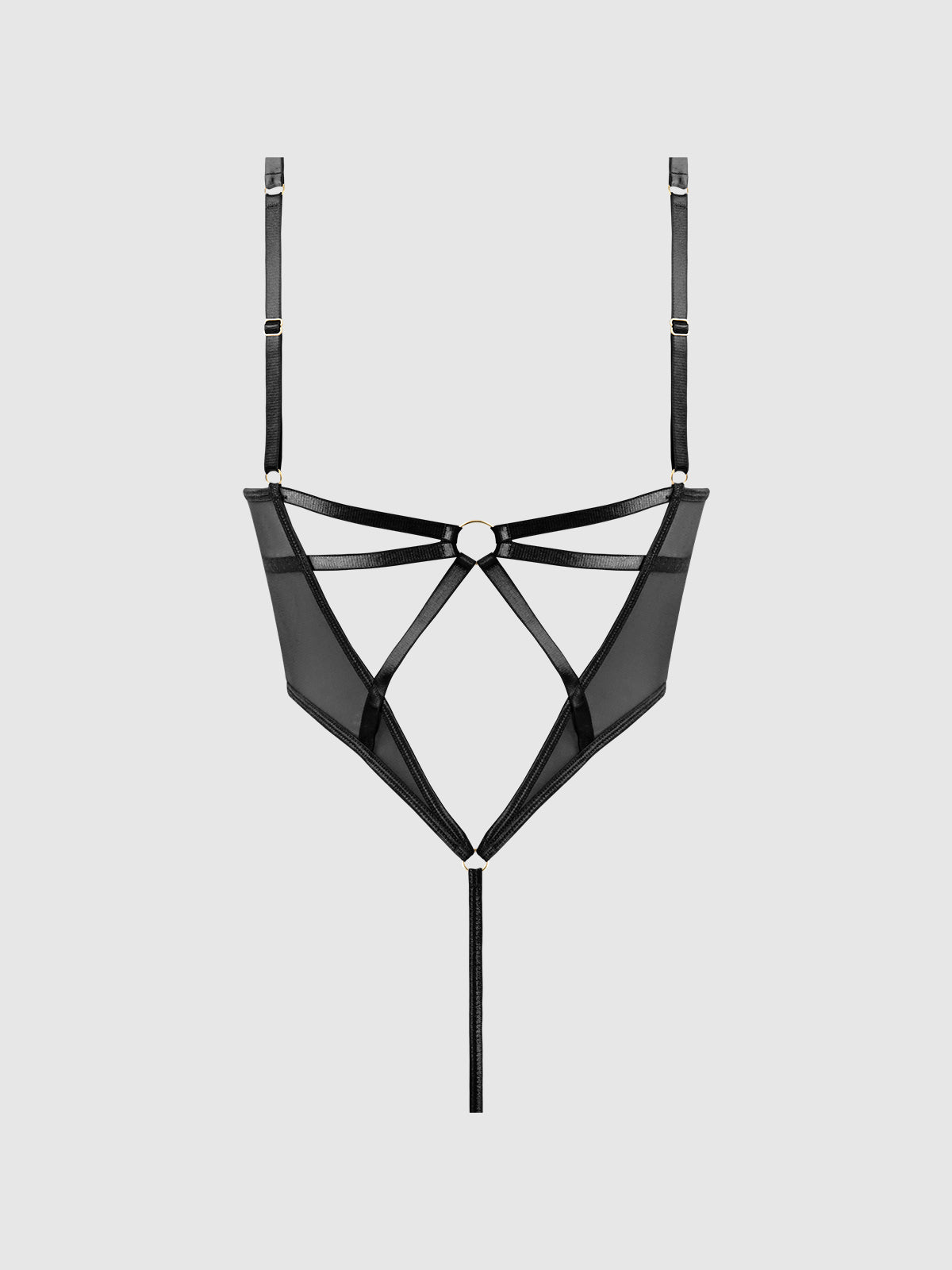 House of Desire Raquel See Through Mesh & Silky Micro Bodysuit Black