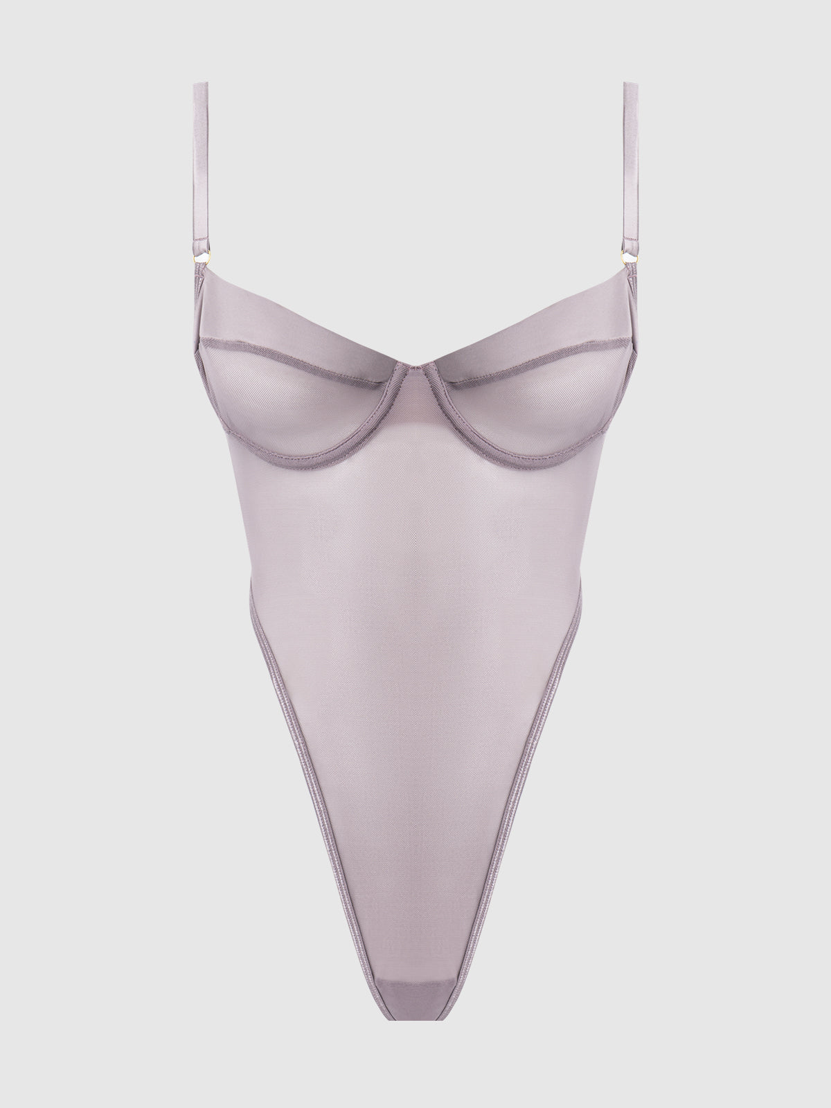 House of Desire Raquel See Through Mesh & Silky Micro Bodysuit Dark Rose