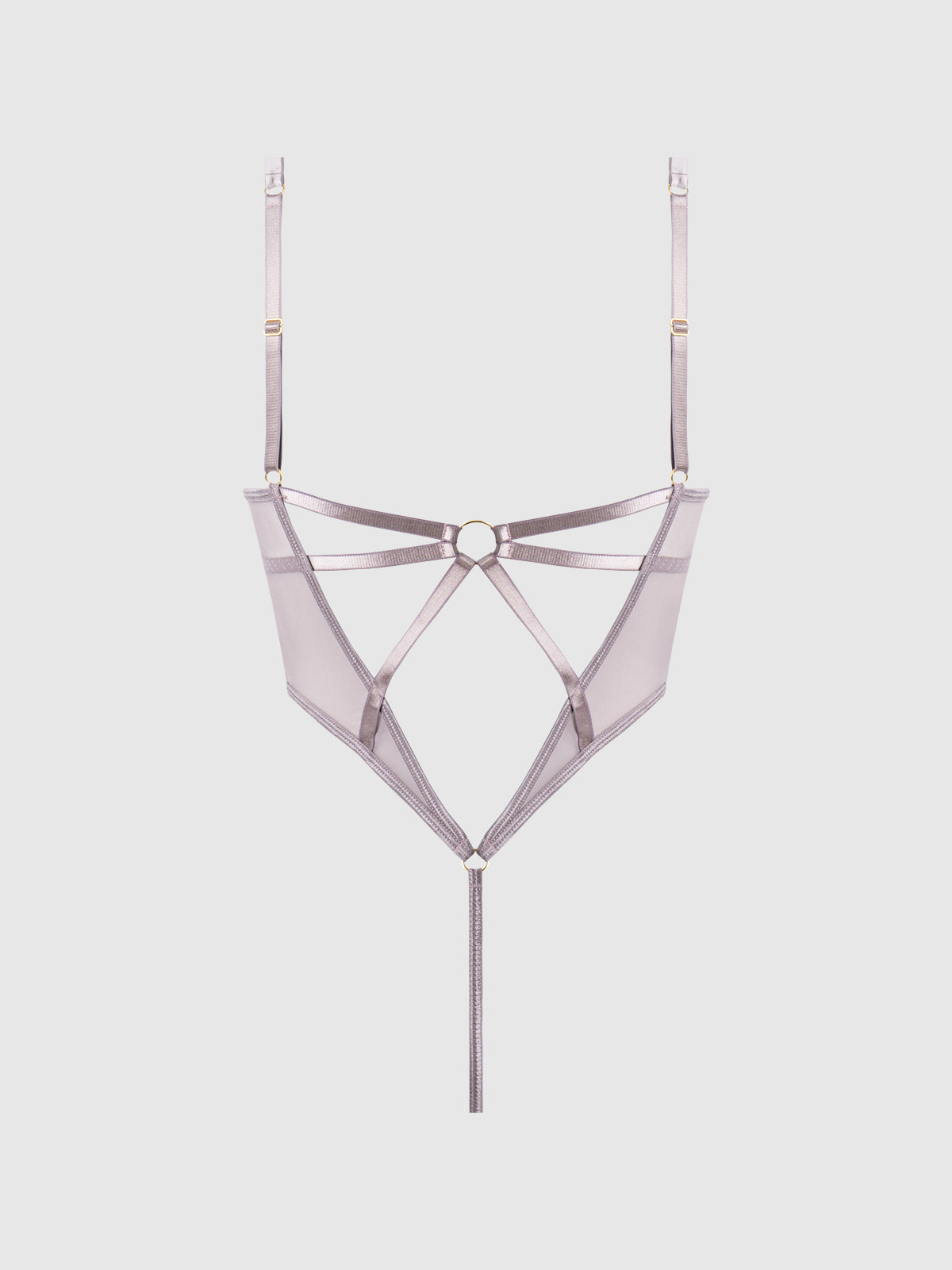 House of Desire Raquel See Through Mesh & Silky Micro Bodysuit Dark Rose