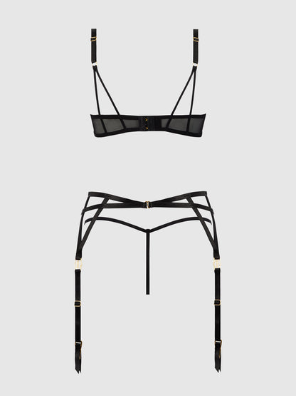 House of Desire Ashley Alexiss Open Cup Bra, Garter & G-String Set