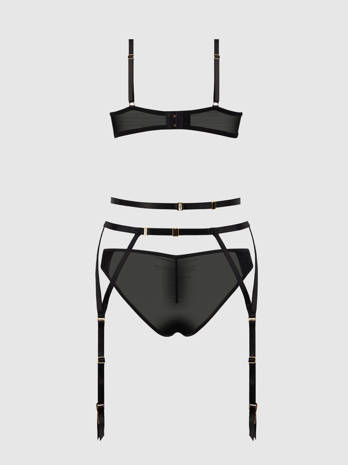 House of Desire Ashley Alexiss Demi Bra, Bikini & Garter Set