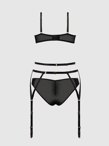 House of Desire Ashley Alexiss Demi Bra, Bikini & Garter Set
