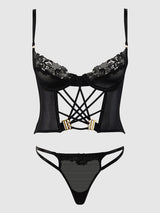 House of Desire Ashley Alexiss Lace Bustier & G-string Set Black
