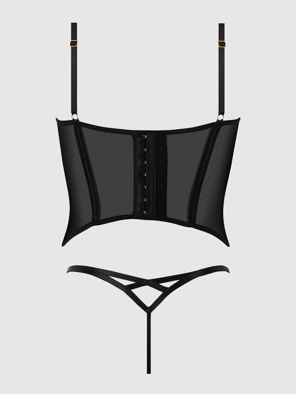 House of Desire Ashley Alexiss Sheer Bustier & G-String Set Black
