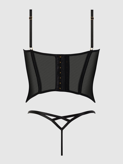 House of Desire Ashley Alexiss Sheer Bustier & G-String Set Black
