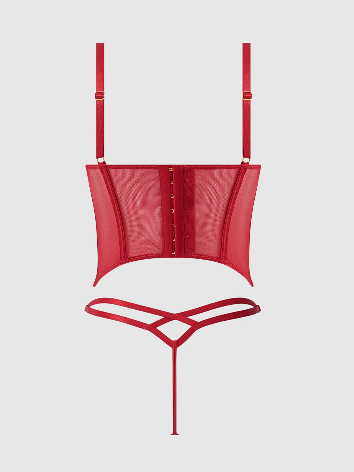 House of Desire Ashley Alexiss Sheer Bustier & G-String Set Crimson Red