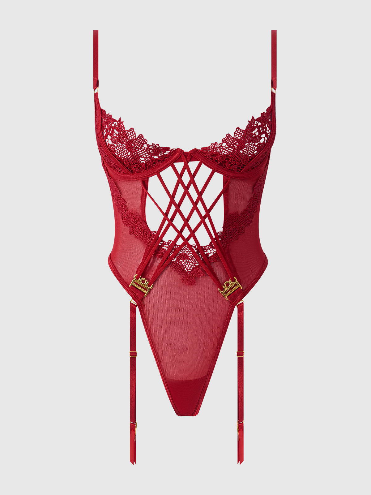 House of Desire Ashley Alexiss Lace Teddy Crimson Red