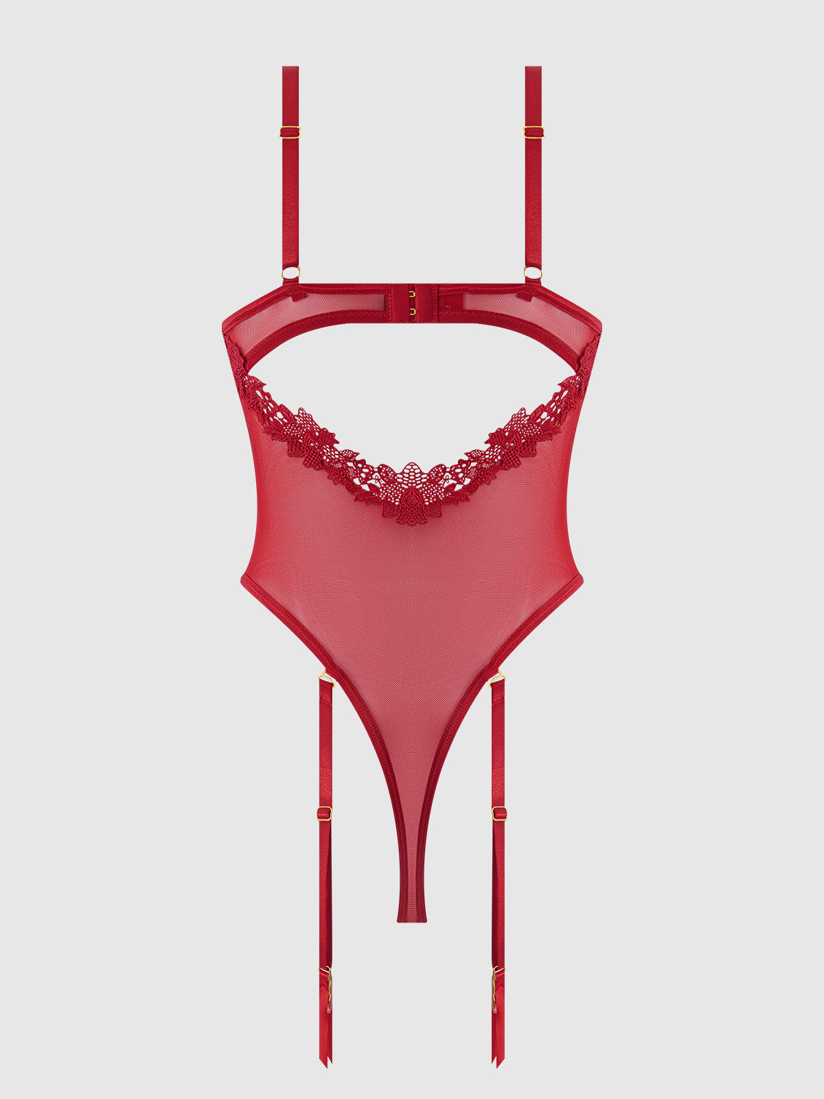 House of Desire Ashley Alexiss Lace Teddy Crimson Red