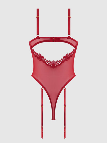 House of Desire Ashley Alexiss Lace Teddy Crimson Red