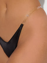 Krystal Clear Strap Thong Black