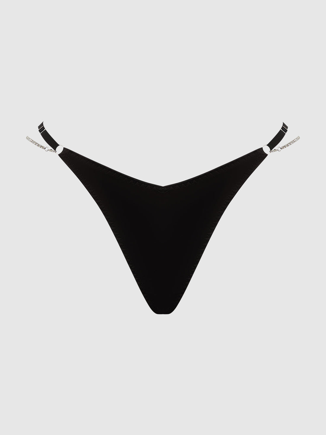 Krystal Rhinestone & Side Slider Thong Black