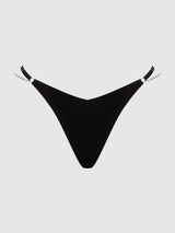 Krystal Rhinestone & Side Slider Thong Black