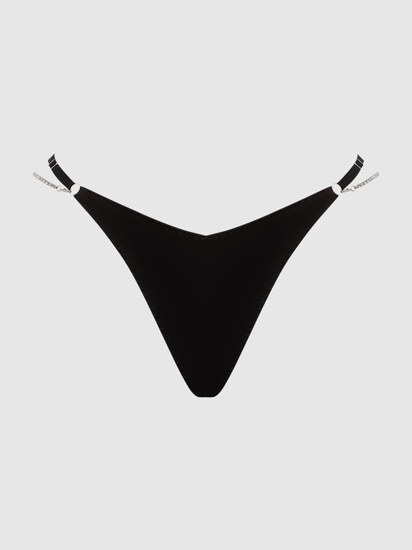 House of Desire Krystal Rhinestone & Side Slider Thong Black