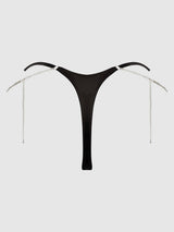 Krystal Rhinestone & Side Slider Thong Black
