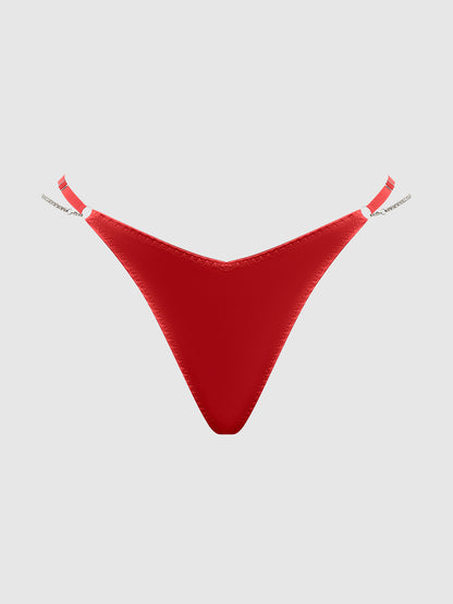 House of Desire Krystal Rhinestone & Side Slider Thong Red