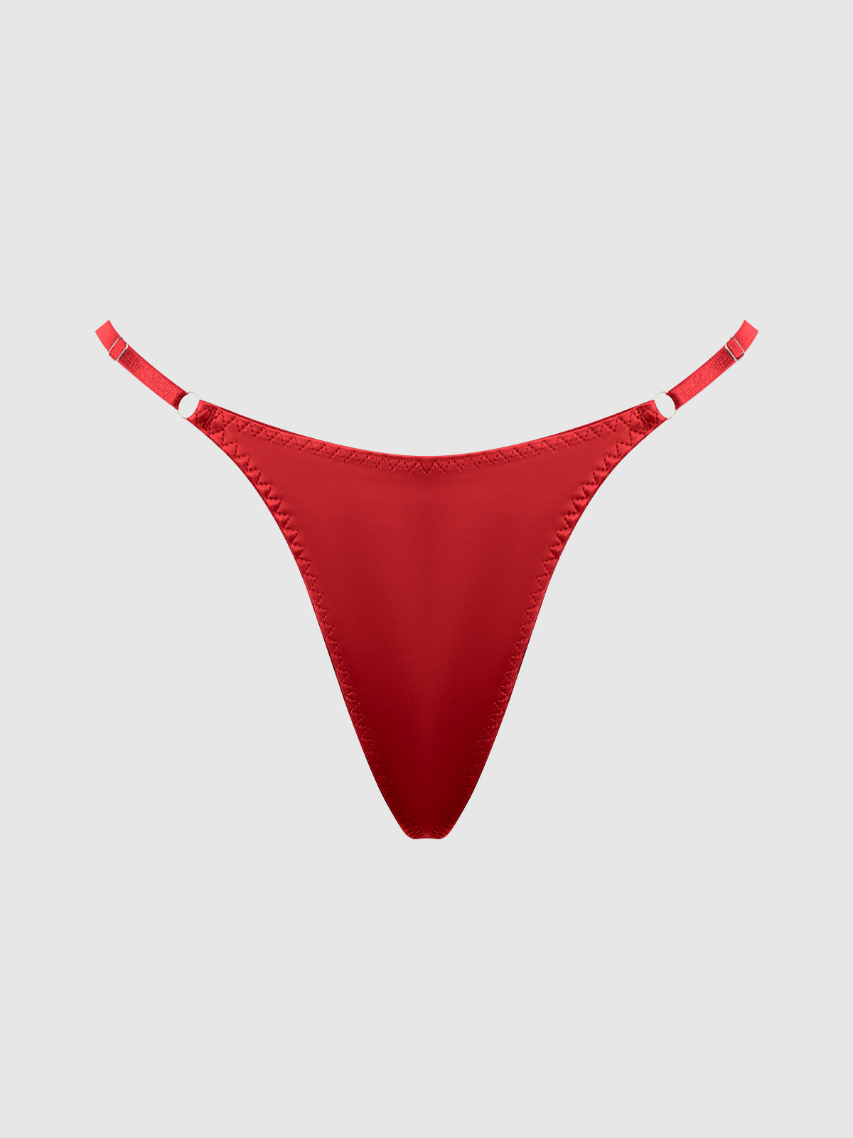 House of Desire Krystal Satin G-String Rhinestone Fringes On Back Red