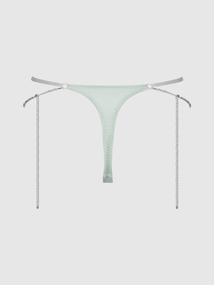 House of Desire Krystal Rhinestone & Slider Thong Aqua
