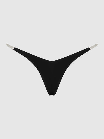 House of Desire Krystal Clear Side Slider Thong Black
