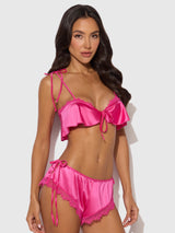 House of Desire Issadora Oilslick & Lace Drop Off Flounce Top & Panty