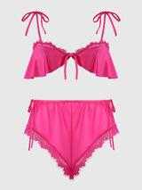 House of Desire Issadora Oilslick & Lace Drop Off Flounce Top & Panty