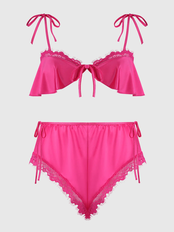 House of Desire Issadora Oilslick & Lace Drop Off Flounce Top & Panty