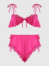 House of Desire Queen Issadora Oilslick & Lace Drop Off Flounce Top & Panty