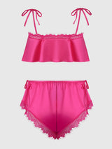 House of Desire Issadora Oilslick & Lace Drop Off Flounce Top & Panty