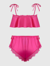 House of Desire Queen Issadora Oilslick & Lace Drop Off Flounce Top & Panty