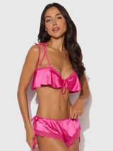 House of Desire Issadora Oilslick & Lace Drop Off Flounce Top & Panty