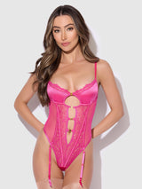 House of Desire Issadora Lace & Oil Slick Openable Front Teddy