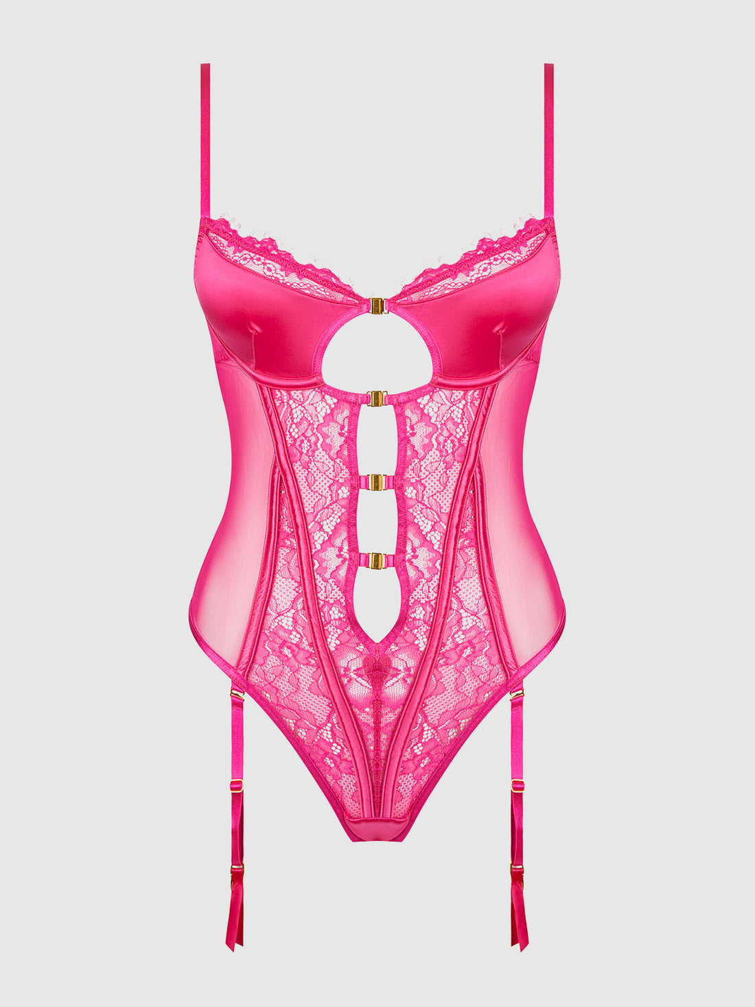 House of Desire Issadora Lace & Oil Slick Openable Front Teddy