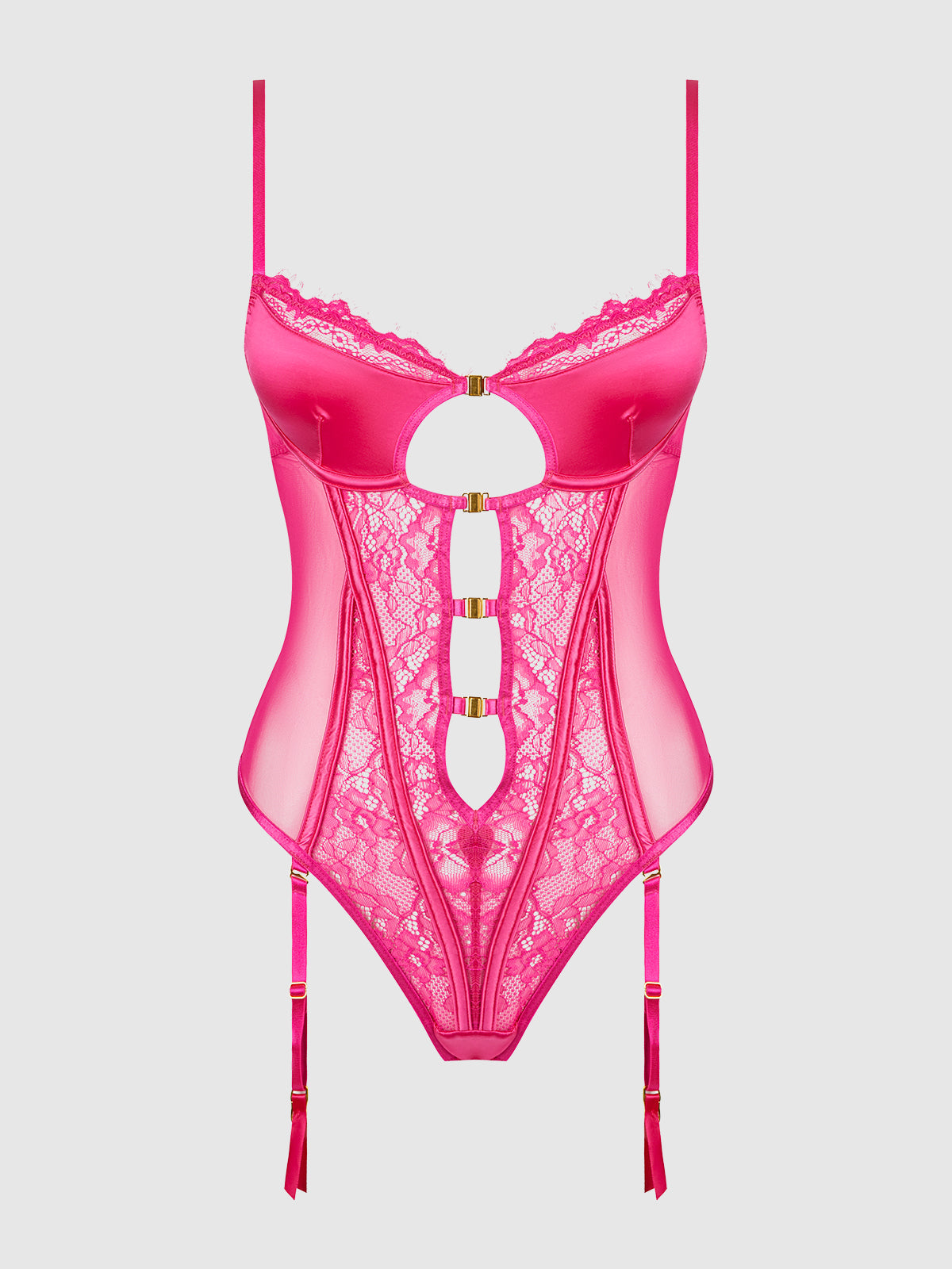 House of Desire Issadora Lace & Oil Slick Openable Front Teddy