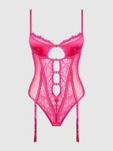 House of Desire Issadora Lace & Oil Slick Openable Front Teddy
