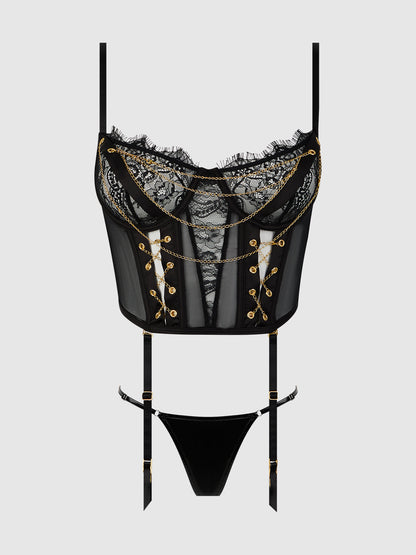 House of Desire Eve Lace & Chain Bustier Set
