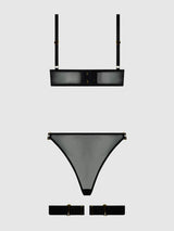 House of Desire Eve Lace & Chain Crotchless Teddy with Thigh Garters