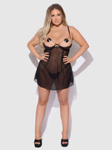 Eve Lace, Chain & Sheer Mesh Cup Babydoll Set