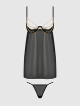 Eve Lace, Chain & Sheer Mesh Cup Babydoll Set