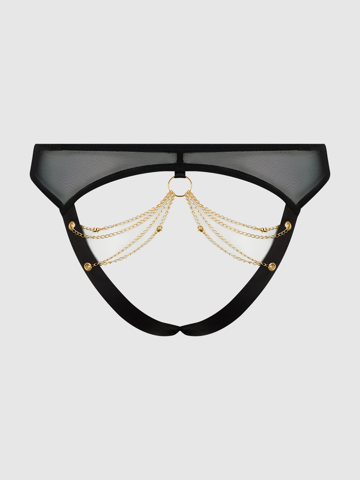 House of Desire Eve Mesh & Chain Open Caged Back Hipster Panty
