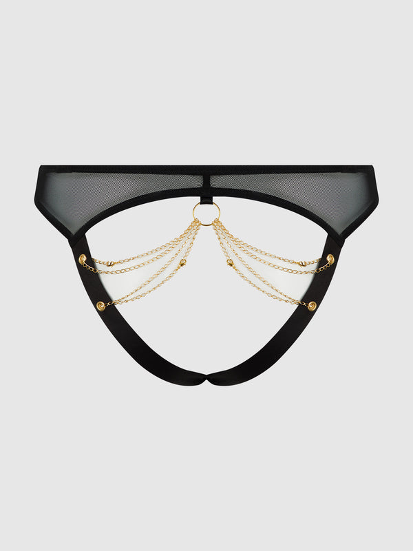 House of Desire Eve Mesh & Chain Open Caged Back Hipster Panty