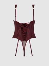 House of Desire Brigeta Satin Draped Push Up Teddy Burgundy
