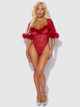 House of Desire Marilyn Bell Sleeved Bodysuit Crimson Red