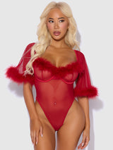 House of Desire Marilyn Bell Sleeved Bodysuit Crimson Red